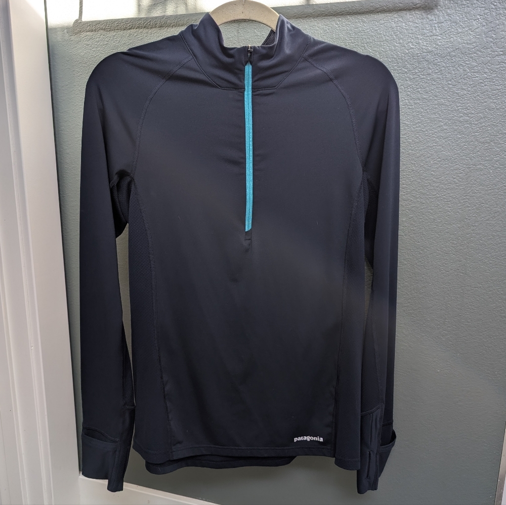 Navy Long Sleeve Top with Teal Accent